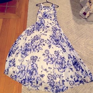 White and blue floral dress